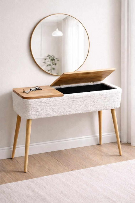Hanah Home Sole - Aparador Blanco con Tela Teddy Hanah Home Sole - Aparador Blanco con Tela Teddy